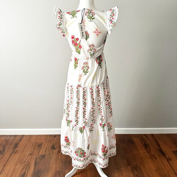 Celina Moon X Anthro Women’s Size XS Boho Floral Ruffle Cotton Maxi Dress NEW - Picture 7 of 15